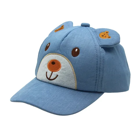 Cute Bear Embroidery Kids Baseball Cap Cotton Adjustable 3D Ear Sun Protection Hat For Boys Girls Toddler Outdoor Travel