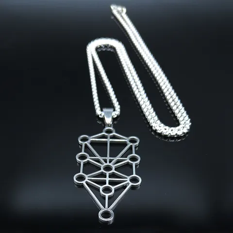 Roestvrij Staal Levensboom Hanger Halsketting Voor Heren Vrouwen Hol Geometrisch Kabbala Symbool Box Ketting Sieraden