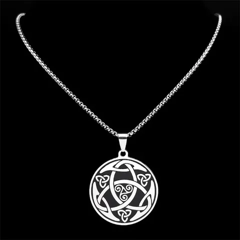 Edelstahl Keltischer Knoten Anhänger Halskette Für Herren Damen Gothic Hexenknoten Triskele Boxkette Vintage Schmuck Geschenk