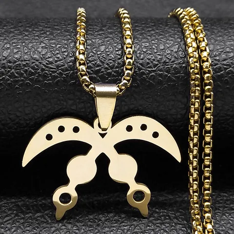 Akofena West African Wisdom Sword Of War Pendant Necklace Stainless Steel Ethnic Jewelry For Men Women Gold Silver Tone