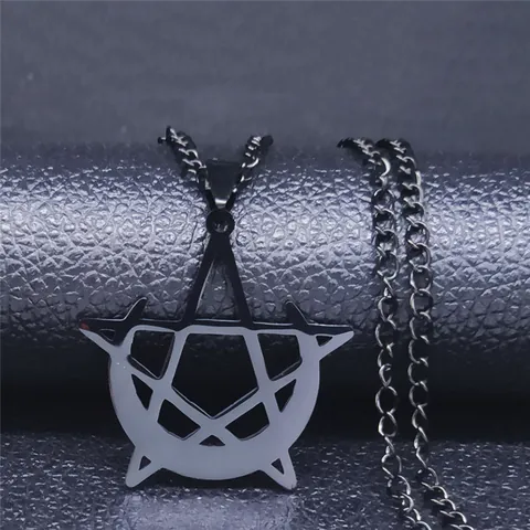 Gothic Stainless Steel Pentagram Crescent Moon Pendant Necklace For Men Women Punk Mystery Witchy Style Jewelry Gift