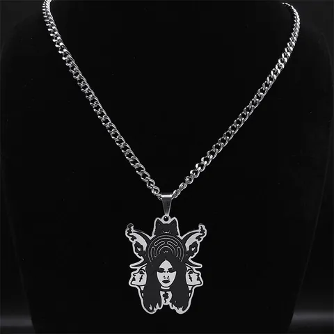 Triple Moon Göttin Hekate Labyrinth Edelstahl Anhänger Halskette Gothic Hip Hop Antikes Amulett Schmuck Für Damen Herren