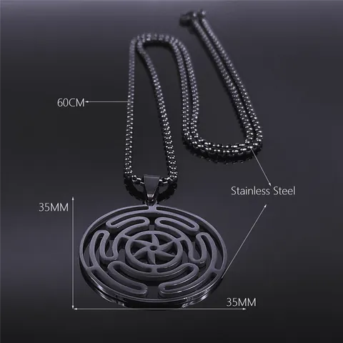 Stainless Steel Hecate Wheel Pendant Necklace Mystical Gothic Geometric Maze Goddess Symbols Rotating Star Box Chain Jewelry For Men Women