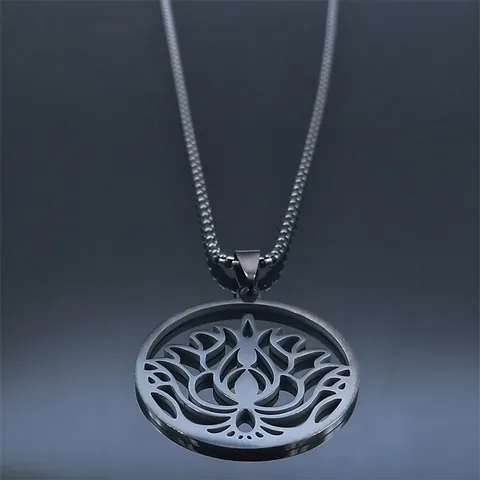 Edelstahl Hohl Lotus Anhänger Halskette Heilige Geometrie Blume Des Lebens Rund Kreis Yoga Zen Schmuck Für Herren Damen Geschenk