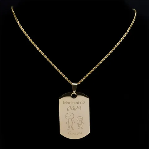 Stainless Steel Meninos Do Papa Lettering Pendant Necklace For Men Women Gold Silver Rope Chain Father Day Jewelry Gift