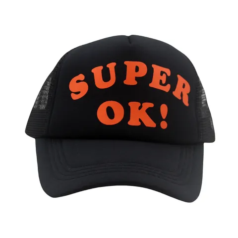 Unisex Super OK Letter Printed Mesh Trucker Hat Breathable Adjustable Baseball Cap For Outdoor Sun Protection Headwear