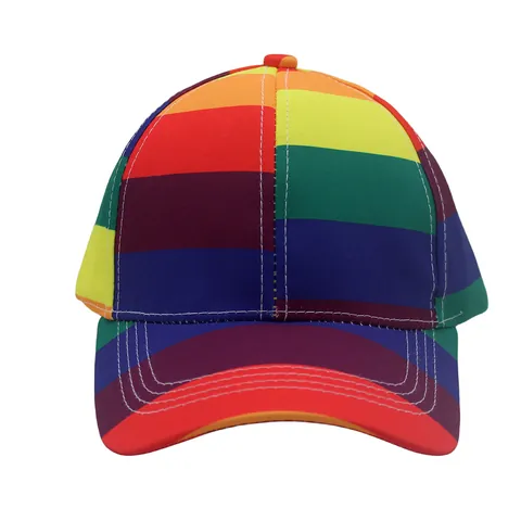 Casquette de Baseball Unisexe à Rayures Arc-en-ciel en Polyester Respirant Chapeau de Soleil Réglable Extérieur Décontracté