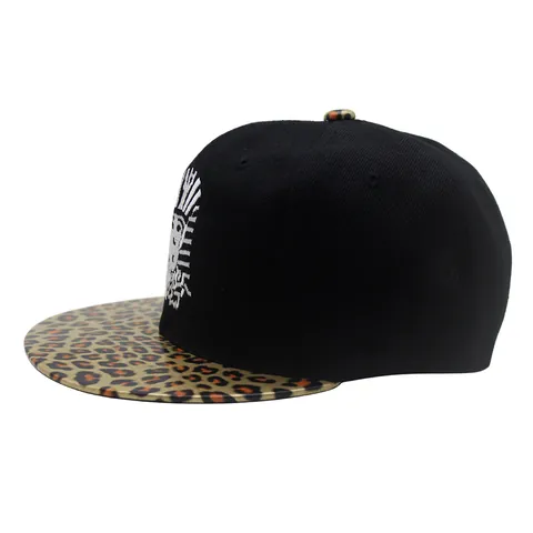 Casquette de Baseball Broderie Pharaon Égyptien en Polyester Imprimé Léopard Bord Plat Hip Hop Snapback Chapeau Hommes Femmes Plein Air