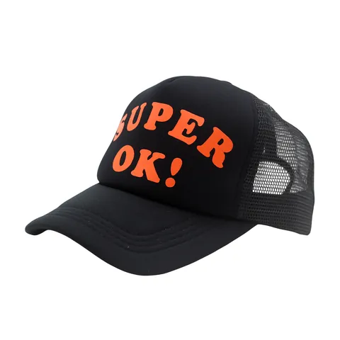 Unisex Super OK Letter Printed Mesh Trucker Hat Breathable Adjustable Baseball Cap For Outdoor Sun Protection Headwear