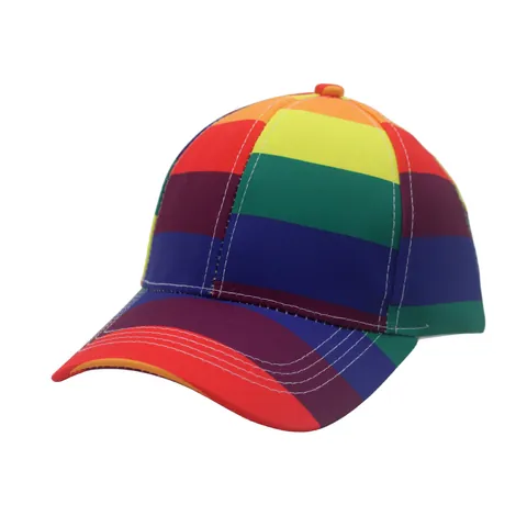 Casquette de Baseball Unisexe à Rayures Arc-en-ciel en Polyester Respirant Chapeau de Soleil Réglable Extérieur Décontracté