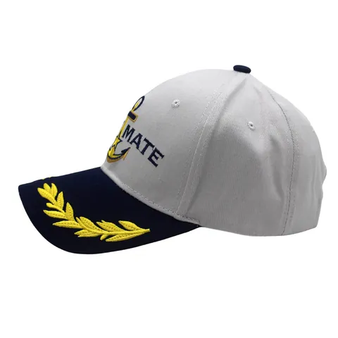 Berretto da Baseball in Cotone Ricamato Nautico First Mate Ancora Stelle Marinaio Protezione Solare Regolabile per Uomo Donna