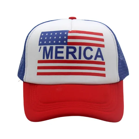 Cappello Trucker Bandiera USA Merica Rosso Bianco Blu Mesh Baseball Cap Regolabile Patriottico Sole Per Uomo Donna Giorno Indipendenza