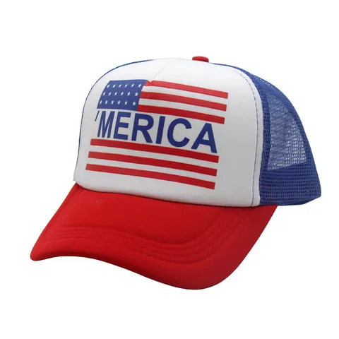 Cappello Trucker Bandiera USA Merica Rosso Bianco Blu Mesh Baseball Cap Regolabile Patriottico Sole Per Uomo Donna Giorno Indipendenza
