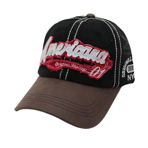 Berretto da Baseball in Cotone Lavato Americano Vintage Denim Distressed Ricamo Cappello Parasole Regolabile Uomo Donna Casual Streetwear