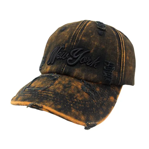 Cappellino da Baseball Vintage con Ricamo Lettera New York Cotone Lavato Distressed Cappello da Sole Regolabile Uomo Donna Outdoor Casual