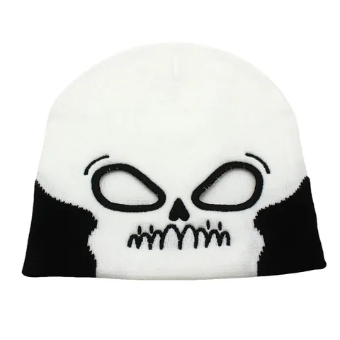 Berretto in Maglia con Motivo a Teschio di Halloween in Acrilico Caldo Berretto Invernale per Uomo Donna Accessori Streetwear