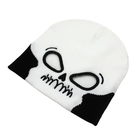 Berretto in Maglia con Motivo a Teschio di Halloween in Acrilico Caldo Berretto Invernale per Uomo Donna Accessori Streetwear