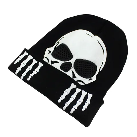 Gorro de Punto con Esqueleto de Halloween Estilo Callejero Gótico Acrílico Cálido Gorro de Invierno para Hombre Mujer Fiesta