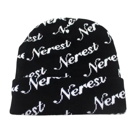 Winter Warm Knit Beanie Hat For Men Women Fashion Nerest Letter Jacquard Acrylic Cuffed Skull Cap Streetwear Headwear