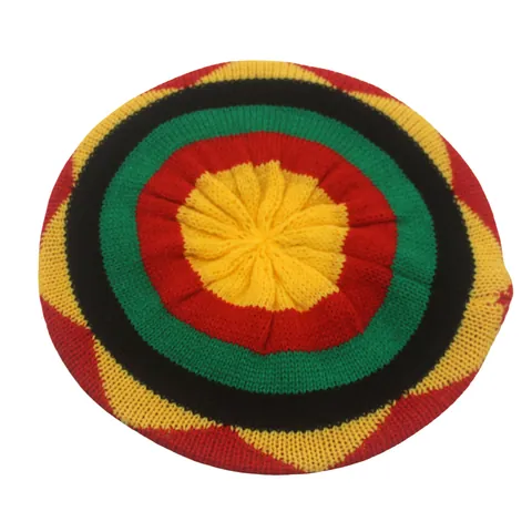 Rasta Reggae Strickmütze Acryl Rastafari Farben Streifen Blattmuster Winter Warm Slouchy Baskenmütze Für Herren Damen