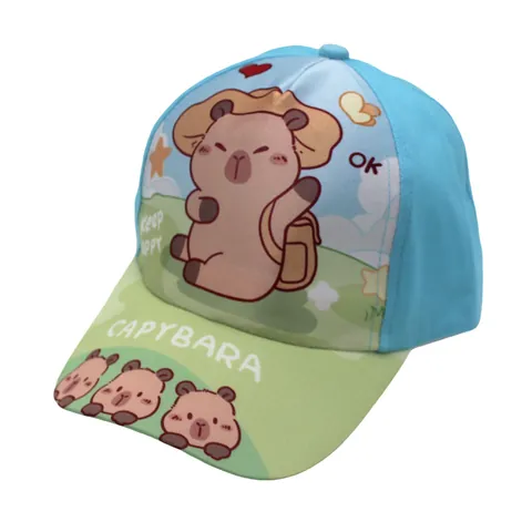 Kids Cartoon Capybara Printed Baseball Cap Adjustable Sun Hat For Boys Girls Cotton Blend Outdoor Casual Duck Tongue Cap