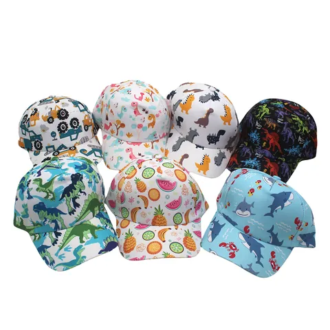 Kinder Cartoon Dinosaurier Druck Baseballkappe Polyester Verstellbare Sonnenhut Für Jungen Mädchen Outdoor Hut