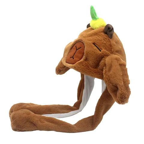 Simpatico Berretto di Peluche a Forma di Capibara Con Orecchie Mobili Divertente Copricapo Animale Caldo Cappello Invernale Regalo