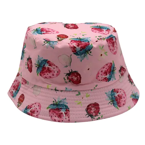 Kinderen Aardbei Print Vissershoed Polyester Zonbescherming Zonnehoed Voor Jongens Meisjes Peuter Zomer Buiten Strand Zonnescherm Hoed