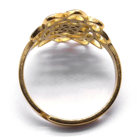 Stainless Steel Flower Of Life Open Ring Sacred Geometry Mandala Hollow Out Adjustable Finger Ring For Men Women Jewelry