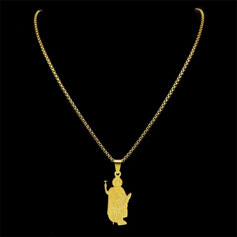 Vintage Stainless Steel Saint Michael Warrior Pendant Necklace For Men Women Religious Cross Shield Retro Jewelry 60cm