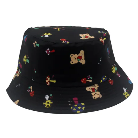 Kinder Cartoon Bär Pilz Druck Anglerhut Sonnenschutz Polyester Atmungsaktiv Outdoor Fischerhut Jungen Mädchen