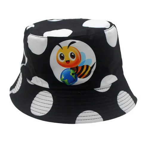 Chapeau Bob en Polyester pour Enfants Abeille Dessin Animé Pois Protection Solaire pour Garçons Filles Voyage