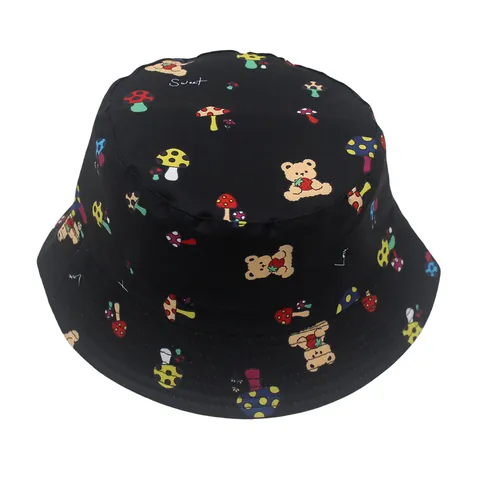 Kinder Cartoon Bär Pilz Druck Anglerhut Sonnenschutz Polyester Atmungsaktiv Outdoor Fischerhut Jungen Mädchen