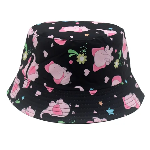 Kids Cartoon Elephant Print Bucket Hat Reversible Sun Protection Polyester Sun Hat For Boys Girls Toddlers Outdoor Cap