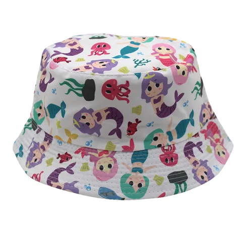 Kinder Cartoon Meerjungfrau Druck Anglerhut Sonnenschutz Polyester Sonnenhut Für Jungen Mädchen Kleinkinder Sommer Outdoor Hut