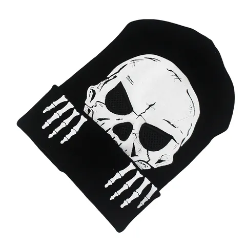 Cappello a Maglia con Stampa Teschio Luminoso di Halloween Balaclava Punk Streetwear Cappello Invernale Antivento per Uomo Donna