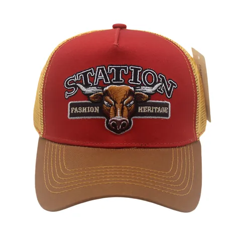 Amerikanische Retro Stierkopf Bestickte Trucker Kappe Netz Atmungsaktive Baseballkappe Verstellbare Outdoor Sonnenhut Unisex