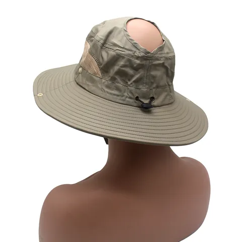 Women Outdoor Sun Protection Bucket Hat Wide Brim Breathable Mesh Ponytail Hole Hiking Fishing Beach Safari Summer Sun Hat