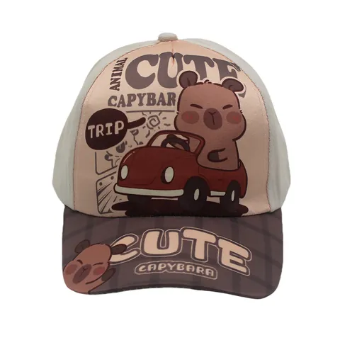 Kids Capybara Print Baseball Cap Cartoon Cute Adjustable Sun Hat Cotton Canvas Duck Tongue Hat For Boys Girls Fashion