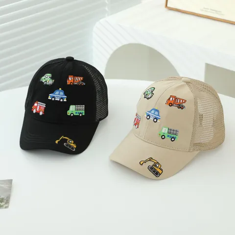 Berretto da Baseball in Rete con Ricamo di Auto a Cartoni Animati per Bambini Cappello da Camionista Traspirante per Ragazzi Ragazze All'aperto