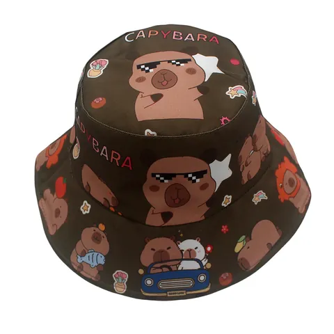 Kinder Cartoon Wasserschwein Bedruckt Anglerhut Polyester Sonnenschutz Fischerhut Für Jungen Mädchen Outdoor Sonnenhut