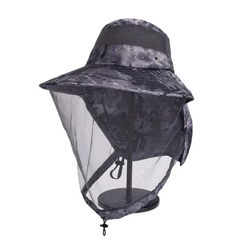 Outdoor Mückenschutz Fischerhut Camouflage Sonnenschutz Atmungsaktiv Mesh Netz Hut Mit Nackenschutz Für Herren Damen