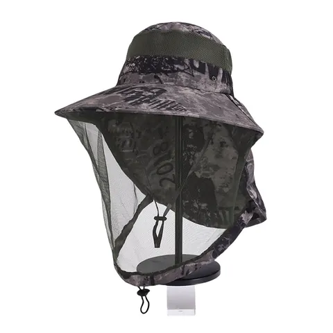 Outdoor Mückenschutz Fischerhut Camouflage Sonnenschutz Atmungsaktiv Mesh Netz Hut Mit Nackenschutz Für Herren Damen