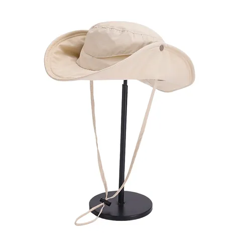 Unisex Wide Brim Bucket Hat Quick Dry Sun Protection Fishing Hat With Adjustable Windproof Rope Breathable Mesh Outdoor Safari Cap
