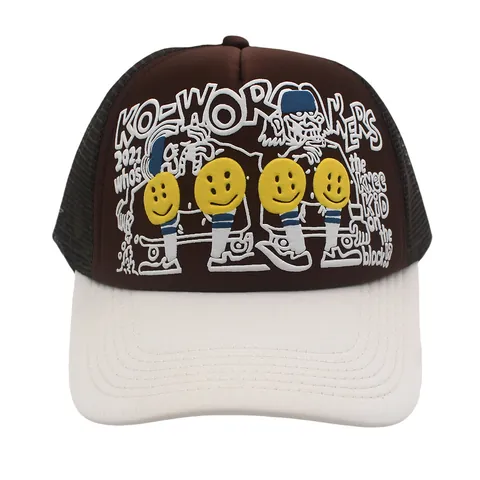 Καπέλο Trucker Streetwear Πλέγμα Αναπνεύσιμο Πολυεστέρας Μπέιζμπολ Κινουμένων Σχεδίων Smiley Γκράφιτι Σκίαστρο Ρυθμιζόμενο Καπέλο