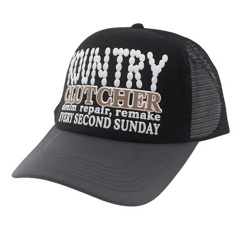Retro Letter Printed Trucker Hat Breathable Mesh Back Adjustable Snapback Baseball Cap For Men Women Outdoor Casual Sporty