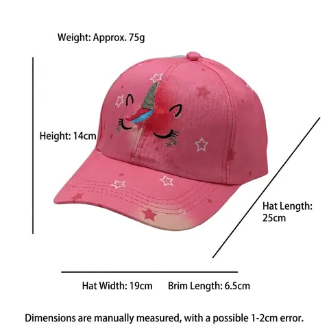 Unicorn Embroidered Kids Baseball Cap Cartoon Gradient Color Sun Hat For Girls Heart Star Daisy Pattern Adjustable Hat