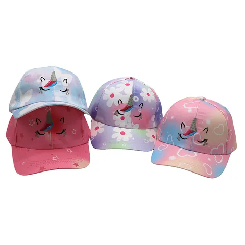 Unicorn Embroidered Kids Baseball Cap Cartoon Gradient Color Sun Hat For Girls Heart Star Daisy Pattern Adjustable Hat