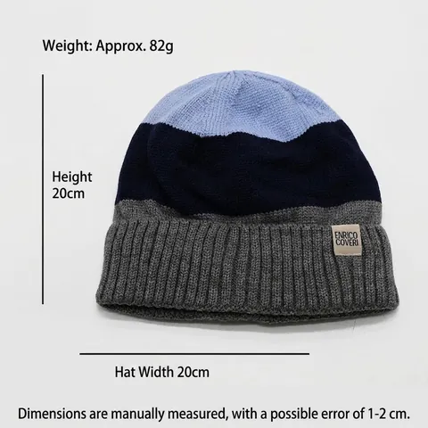 Kids Knitted Beanie Hat Warm Acrylic Color Blocked Striped Patch Winter Thickened Cuffed Skull Cap For Children Boys Girls