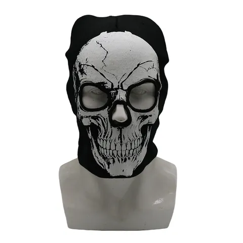 Halloween Skull Knitted Balaclava Full Face Mask Winter Warm Windproof Ghost Face Luminous Beanie Hat For Men Women Party